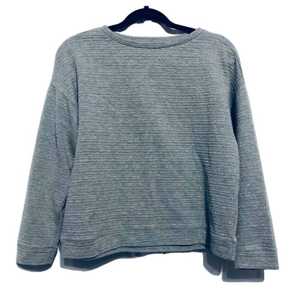 Zara Sweater Womens Small Gray Textured Sweatshirt Pullover Long Sleeve Top